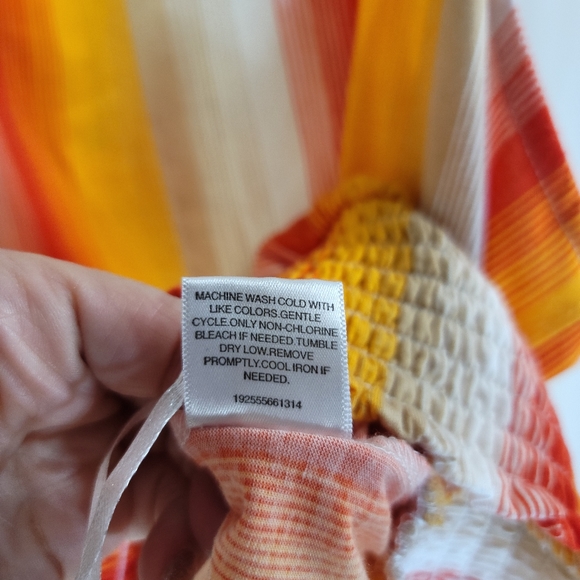 Love, Fire  orange, Yellow & White Striped Cropped Tank Top, women's XL - Picture 5 of 5